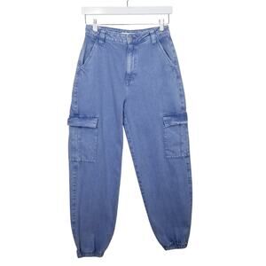 PACSUN Jeans 90's Joggers Cargo Pockets High Rise Light Blue Size 27